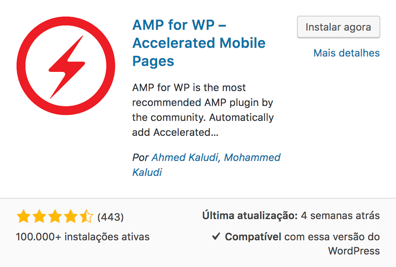 Instale o plugin AMP for WP para começar