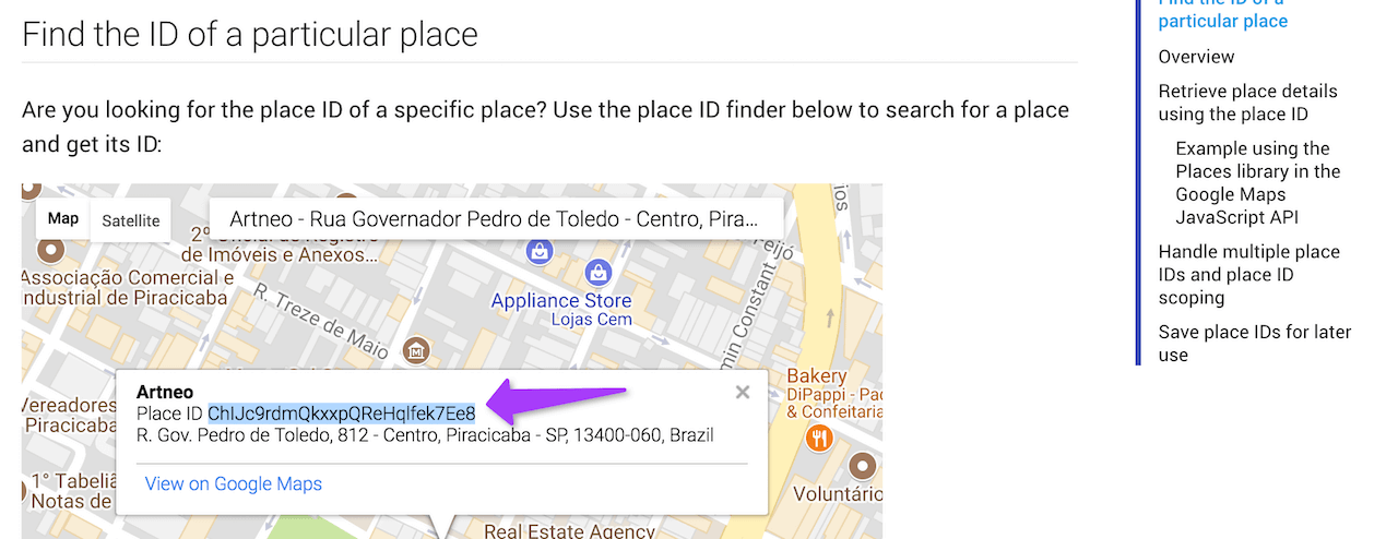 Copie o Place ID do seu negócio