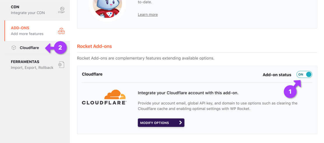 Ative o Cloudflare