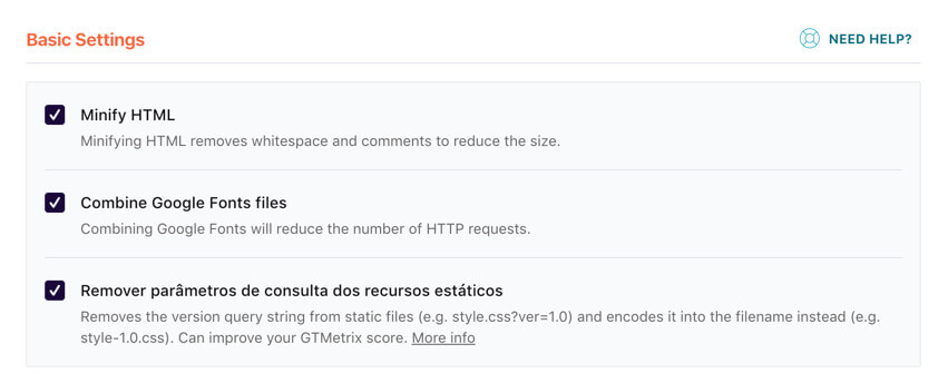 Configuração do Basic Settings