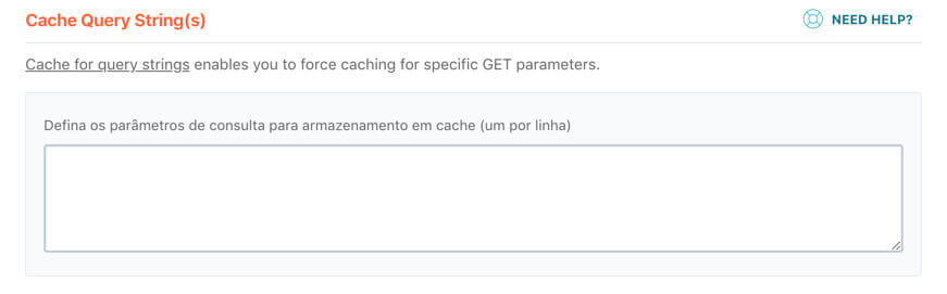 Configuração de Cache Query String