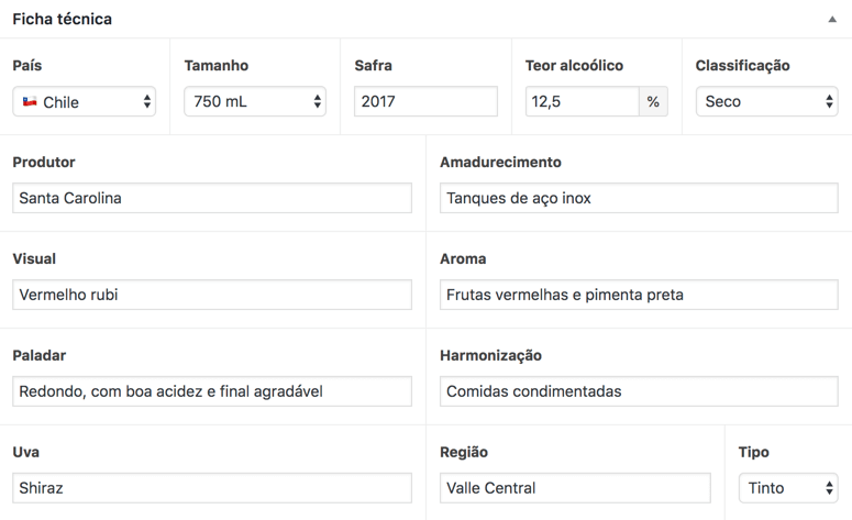 Campos de edição no back-end do WordPress