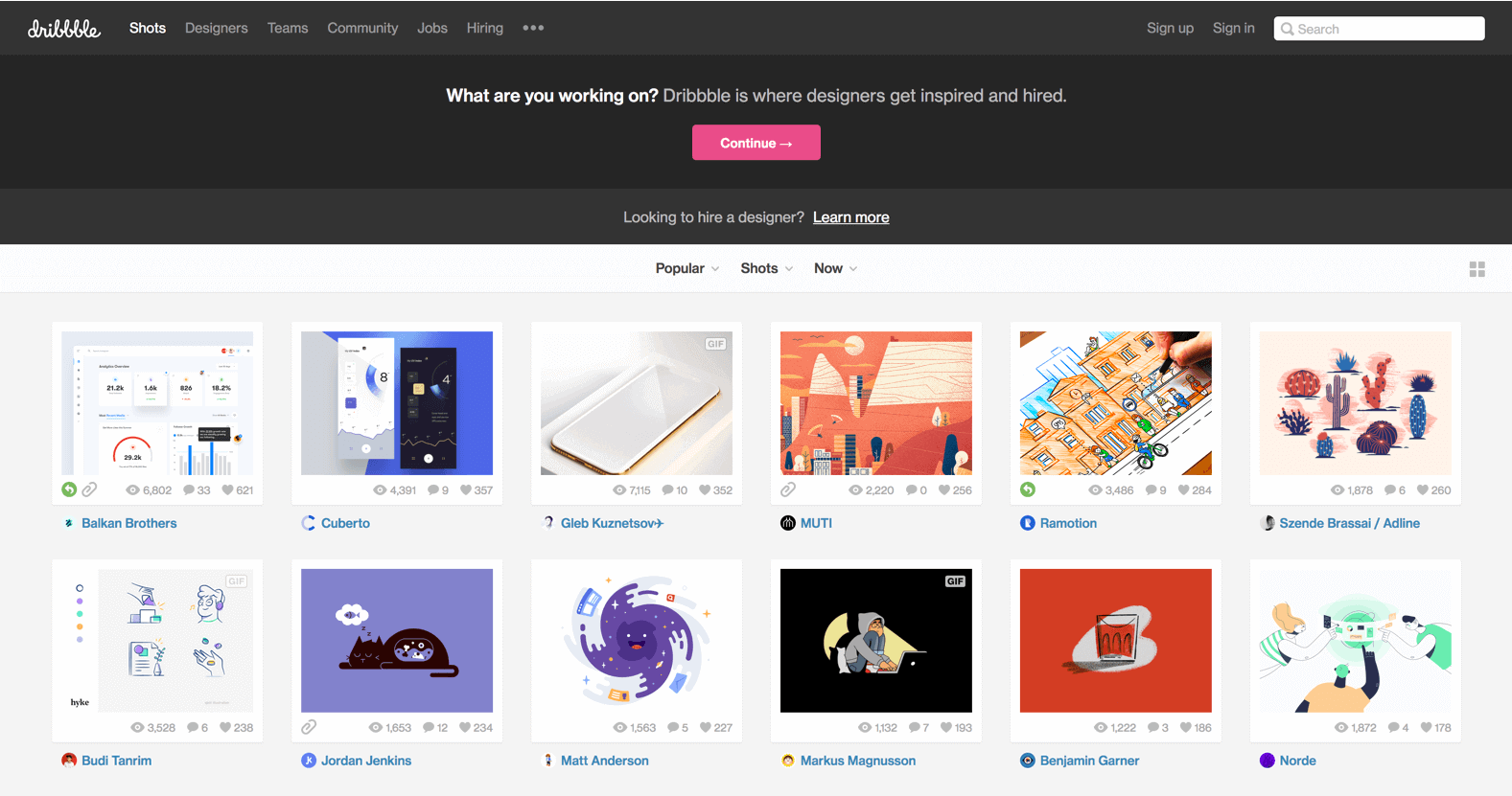 Dribbble: comunidade de designers e compartilhamento de design