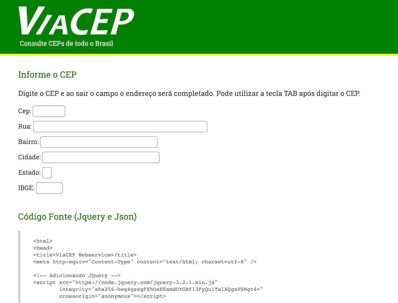 ViaCEP webservice